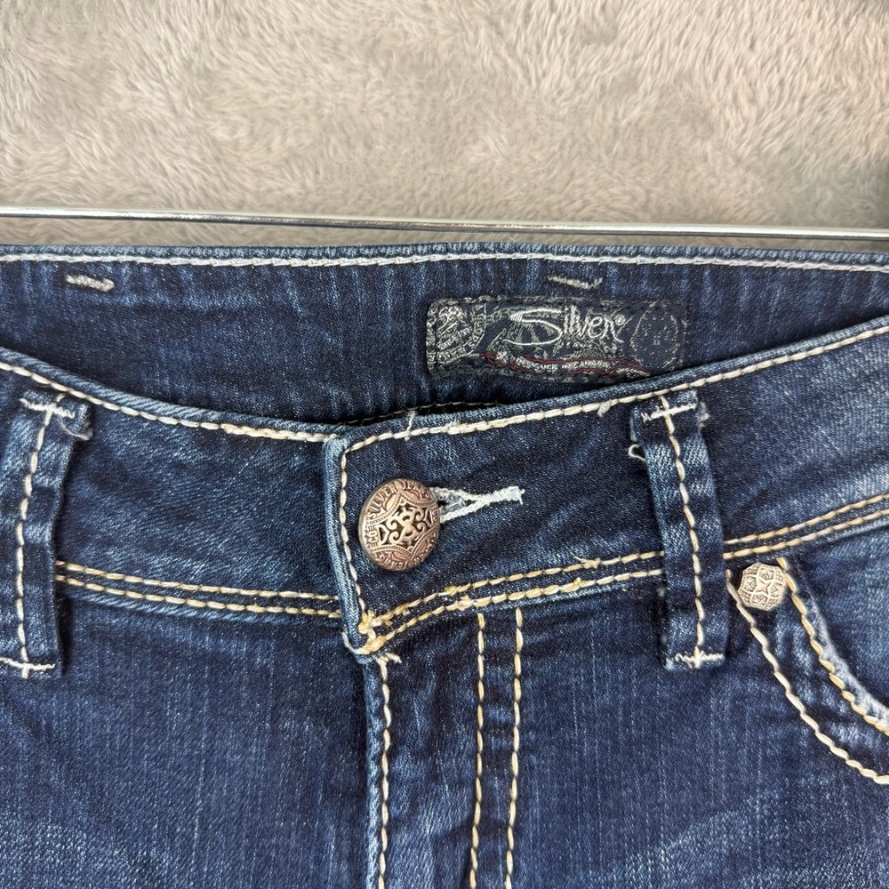 Silver Suki Bootcut Dark Wash Embroidered Jeans Women’s 30 - Picture 5 of 12